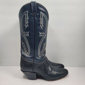 Tony Lama Women's Navy Blue Black Cowboy Boots 14024 US Size 7.5A